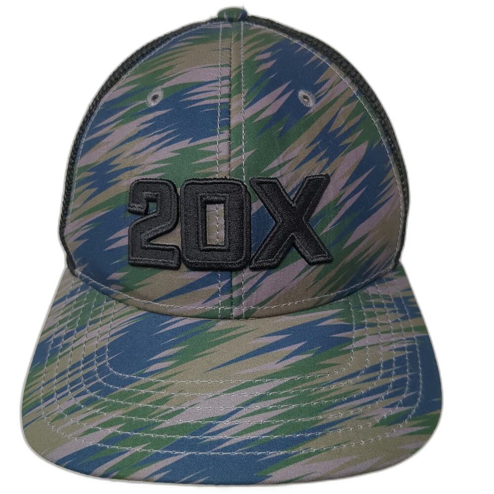 Wrangler 20X Trucker Hat Blue Camo One Size Mesh Snapback Tiger Stripe Western